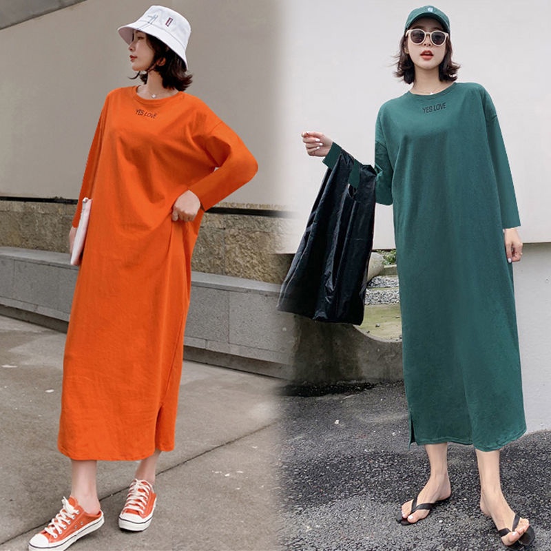 Đầm Dài Tay Dáng Rộng Size Lớn Xinh Xắn Theo Phong Cách Hàn Quốc