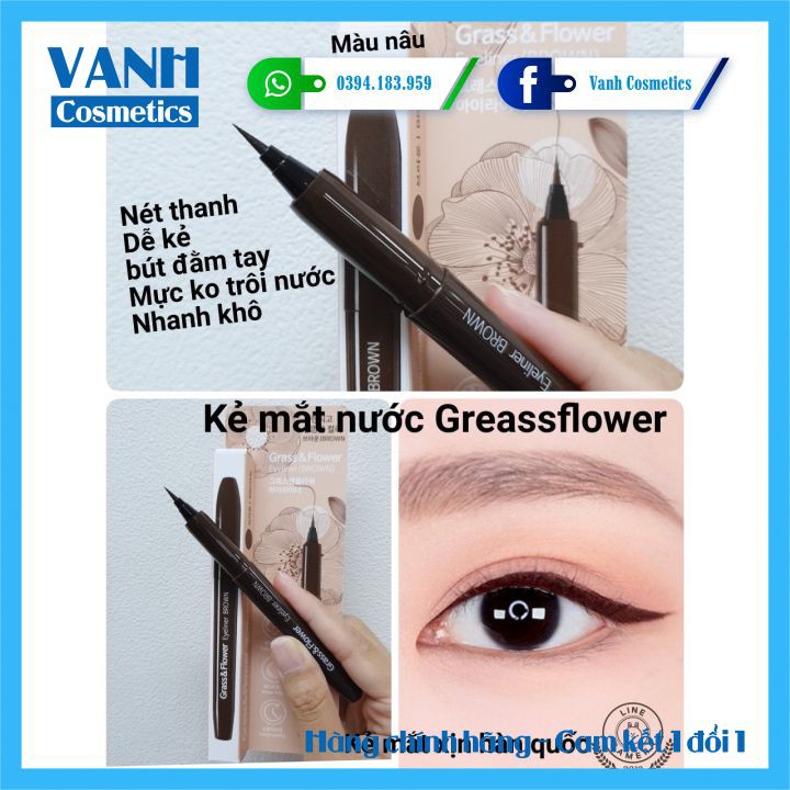 Bút kẻ mắt dạ 02 MÀU NÂU - ĐEN không lem không trôi Grass & Flower Eyeliner Hàn Quốc - 𝗩𝗮𝗻𝗵 𝗖𝗼𝘀𝗺𝗲𝘁𝗶𝗰𝘀 | BigBuy360 - bigbuy360.vn