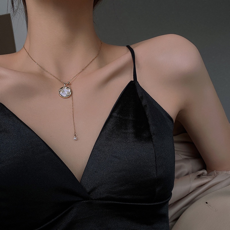 Dây chuyền mặt tròn vòng cổ titan mặt ngôi sao đính đá dây rút tạo kiểu sáng tạo Lemi accessories
