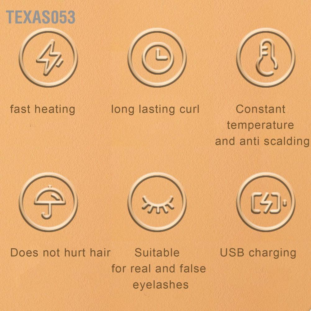 Texas053 Texas053 Dụng cụ uốn lông mi làm nóng bằng điện USB Sạc lâu dài Uốn nhanh Máy được sưởi ấm di động