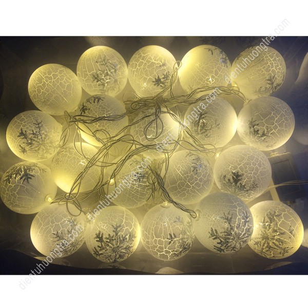Dây Đèn Led Thái Kiểu 20 Banh Trắng BÔNG TUYẾT Ánh Sáng Cổ Tích 5m70