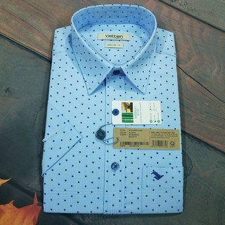 Aó sơ mi nam Việt Tiến tay ngắn - tà ngang SMART CASUAL mã 6P0138NRY Chính hãng cao cấp phom suông REGULAR. SHOP HỨA