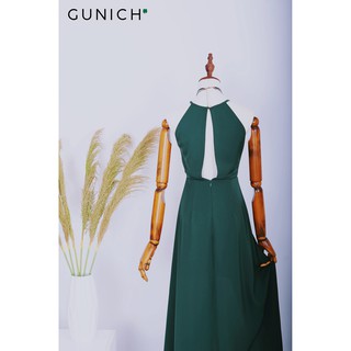 Đầm maxi yếm xanh midnight Gunich