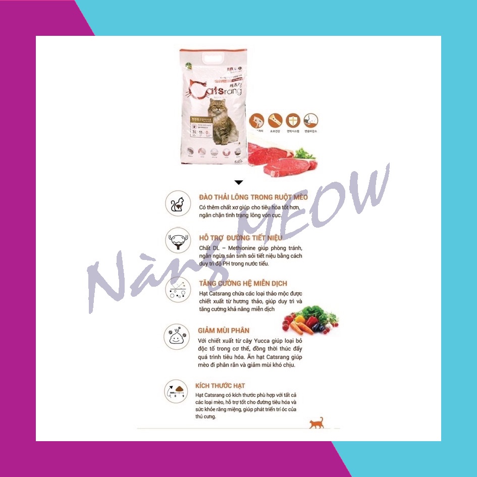 Thức Ăn Hạt Khô CAT'SRANG Cho Mèo Túi 5Kg - Nàng Meow