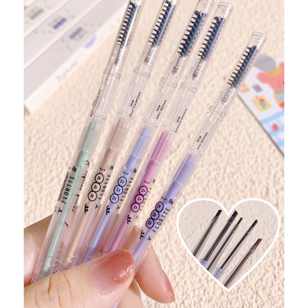 Chì kẻ lông mày Flortte  thiết kế hai đầu siêu mảnh chống thấm nước