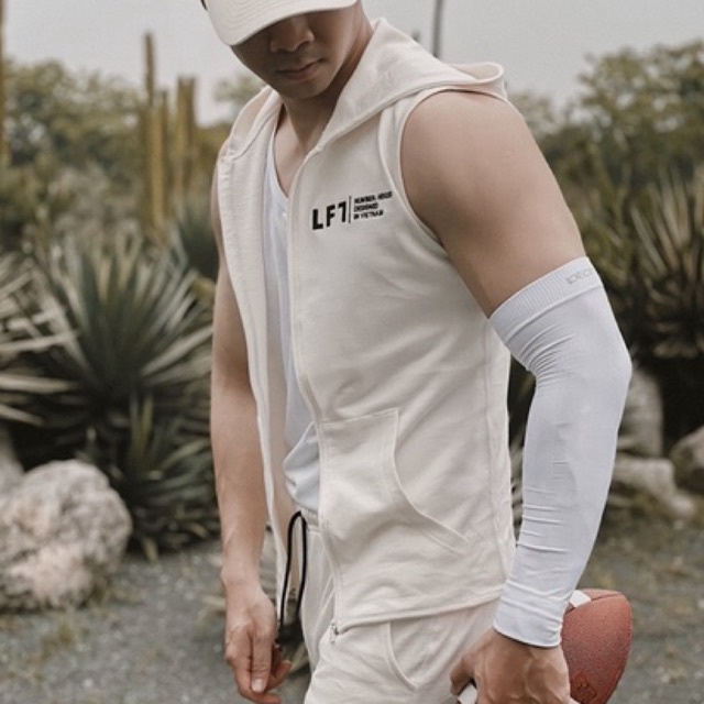 ⚡️BỘ HOODIE ZIP CUTOFF  | Trắng đá phiến