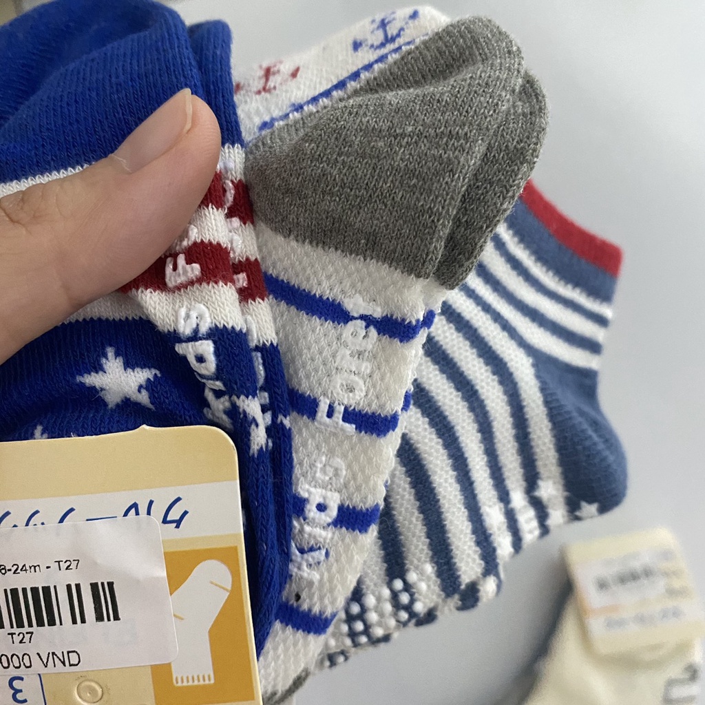 Set 3 đôi Tất trẻ em cổ ngắn xuất dư Nhật 13-16cm vớ cho bé trai, bé gái 1 2 3 4 tuổi - T3A