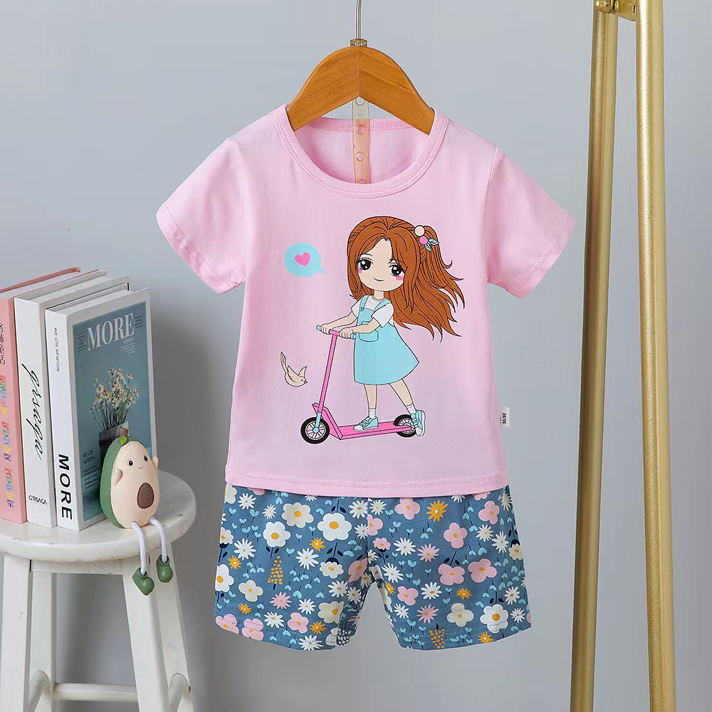 Đồ bộ cotton 4 chiều xuất hàn cho bé gái (15-24kg)