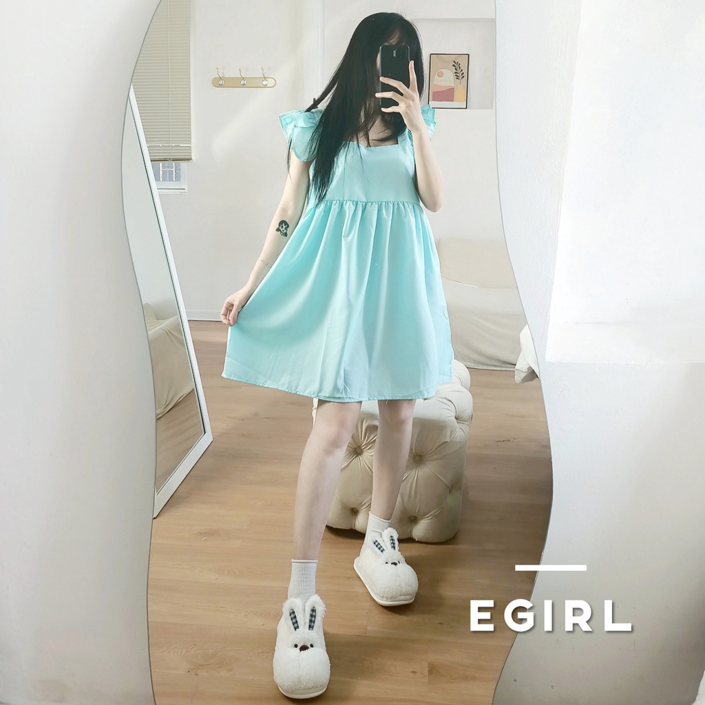 Váy babydoll 2 dây, đầm babydoll dáng ngắn màu pastel tiểu thư dễ thương EGIRL