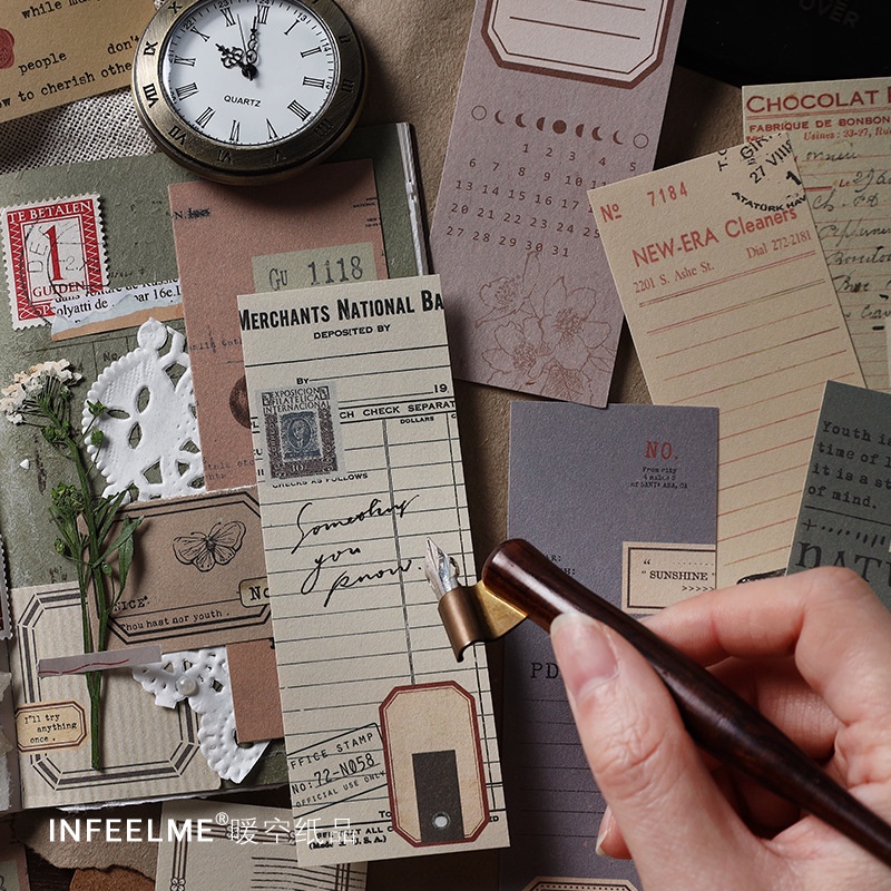 Hình dán trang trí sổ tay DIY hình thẻ sách, cuộn film vintage