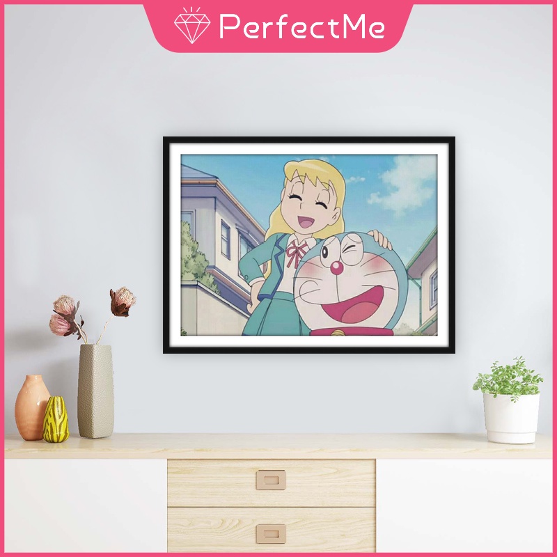 Bộ Tranh Đính Đá 5D Tự Làm 40x30cm Hình Doraemon Trang Trí Nhà Cửa