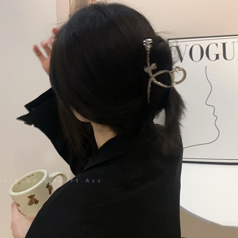Kẹp Tóc Hình Hoa Hồng Màu Bạc Phong Cách Harajuku Thời Trang Cho Nữ