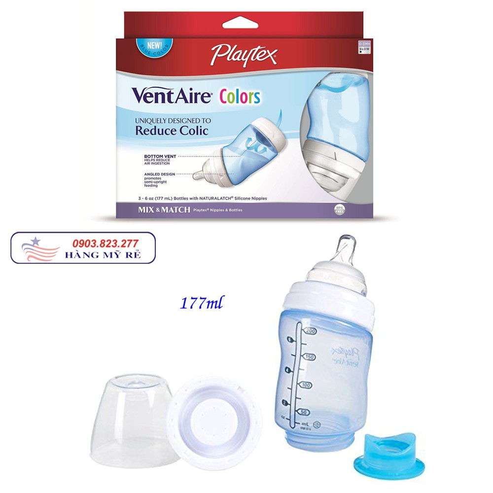 Bình Sữa Cổ Rộng Playtex VentAire (Hàng Mỹ xách tay)