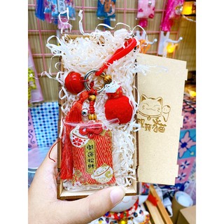 Móc khoá túi phước may mắn Khai vận chiêu tài mix3