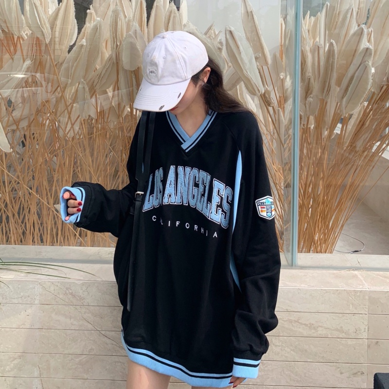 Áo Sweater Mỏng Cổ Chữ V Thêu Họa Tiết Xinh Xắn Cho Nữ