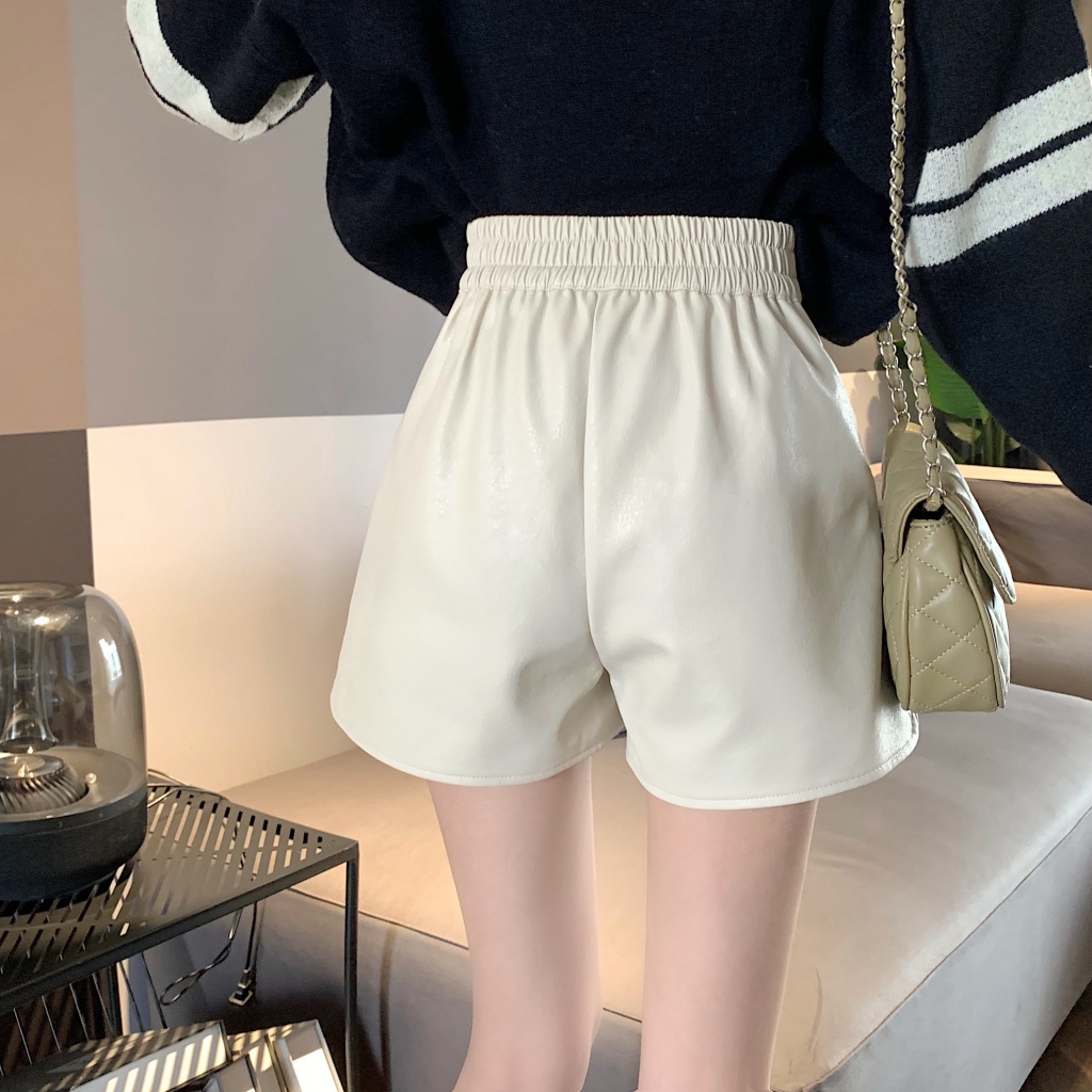 Quần Short Da pu Ống Rộng Lưng Cao Thời Trang Cho Nữ