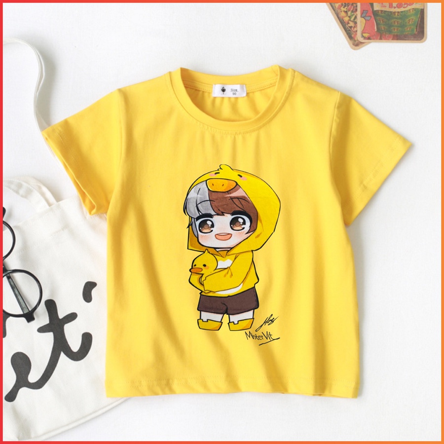 Áo thun hero team cho bé màu vàng in hình các nhân vật | Áo Simmy Siro Phong Cận Mister Vịt Kamui Kairon Sammy