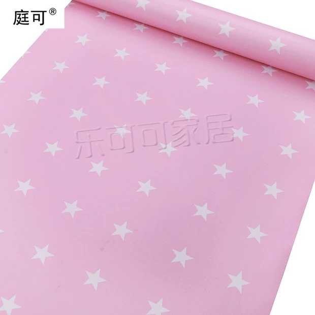 1 mét Decal giấy dán tường sao trắng nền hồng khổ 45cm keo sẵn bóc dán