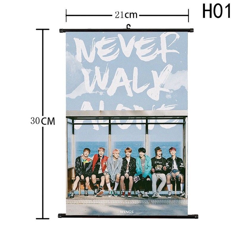 Tranh treo poster hoạt hình Anime nhóm nhạc BTS You Never Walk Alone