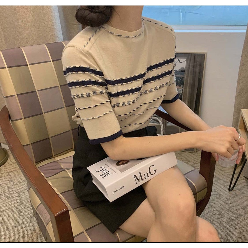 Áo Len Ngắn Tay Cổ Tròn Thiết Kế Mới Thời Trang Dành Cho Mùa Hè