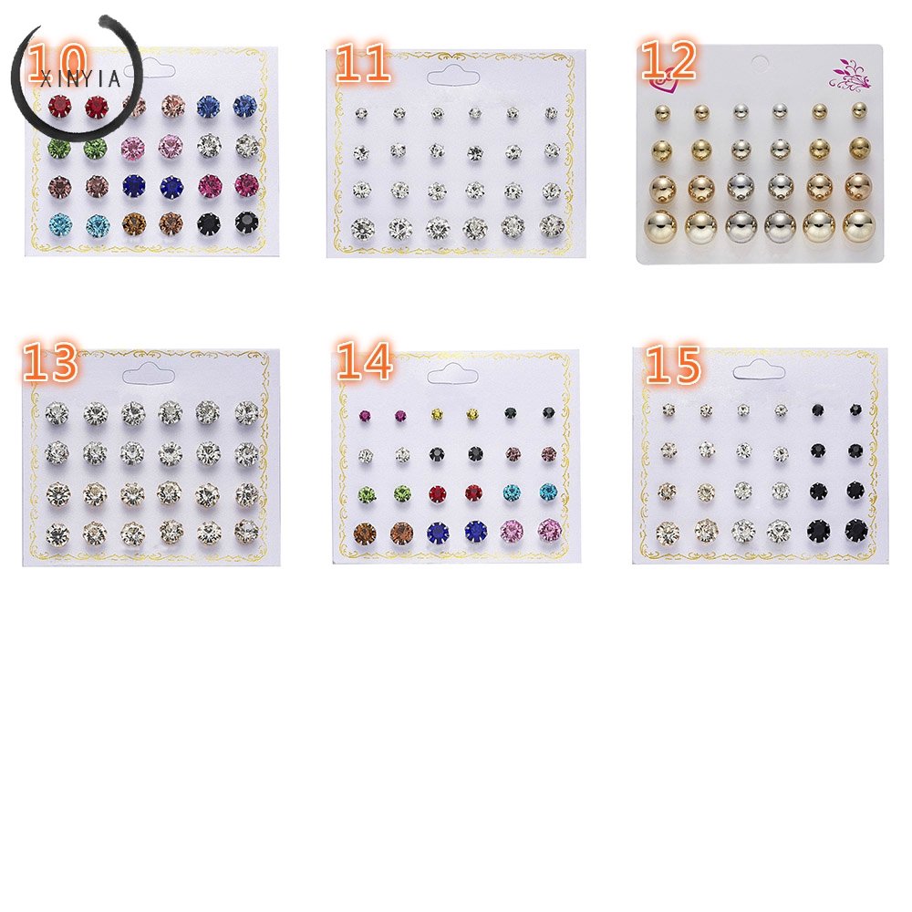 Bán nóng 12 đôi Dễ thương hình trái tim nhỏ hình tam giác Hoa tai stud Bộ phụ kiện Tai