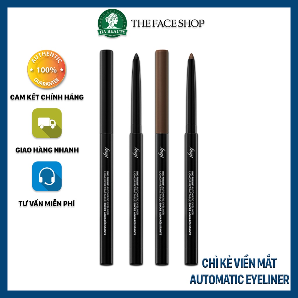 Chì kẻ viền mắt lâu trôi chống trôi The Face Shop Ink Proof Automatic Eyeliner