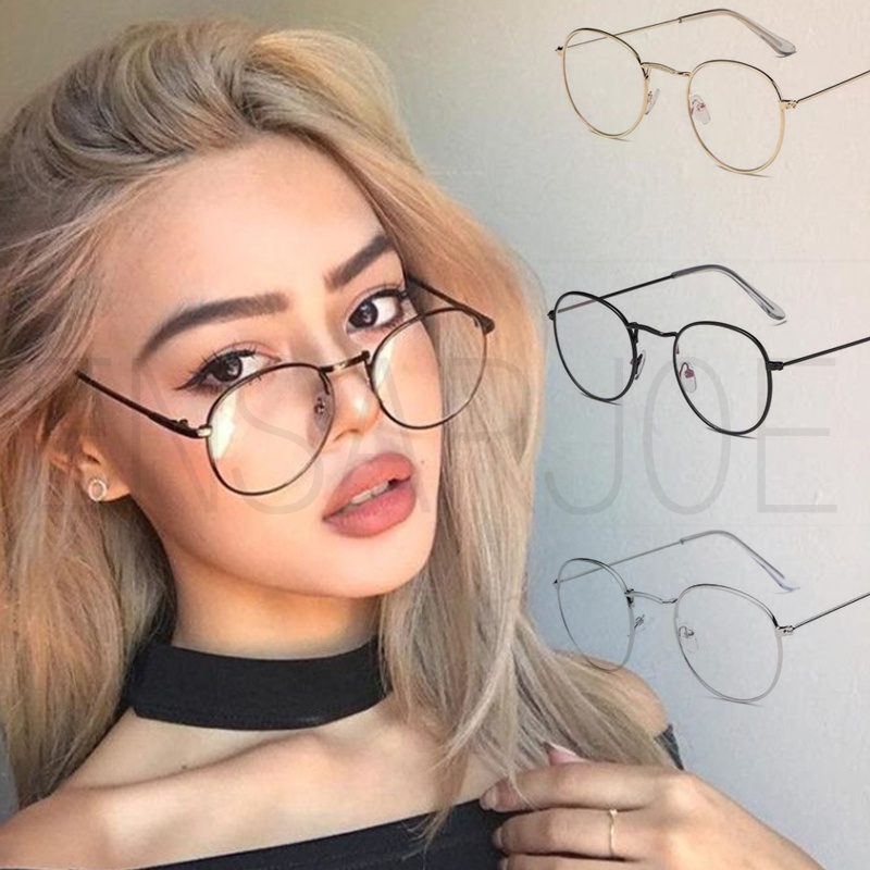 Mắt Kính Gọng Tròn Trong Suốt Thời Trang Cho Nam Nữ