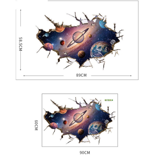 Decal trang trí Vết nứt tường hình Vũ trụ 1