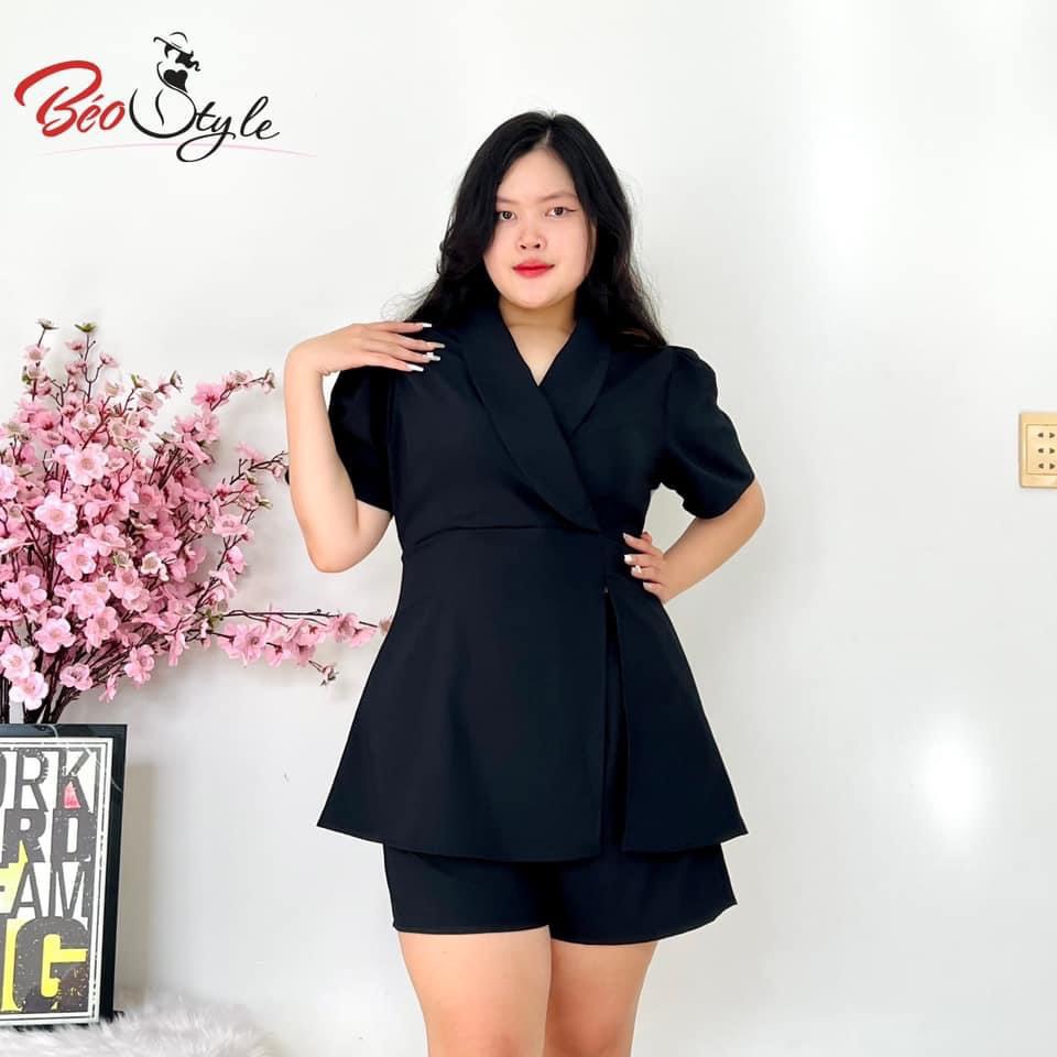 Set áo kiểu vest kèm quần short NALI Bigsize- Dành cho nàng mũm mĩm từ 45-85kg - Mặc đi tiệc , đi chơi, công sở