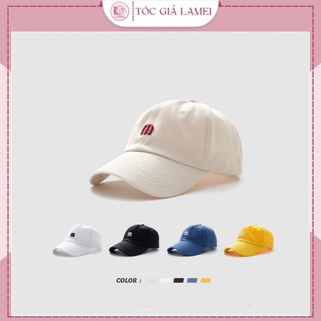 Mũ lưỡi trai họa tiết thêu chữ m nón kết phong cách Ulzzang Unisex sv27