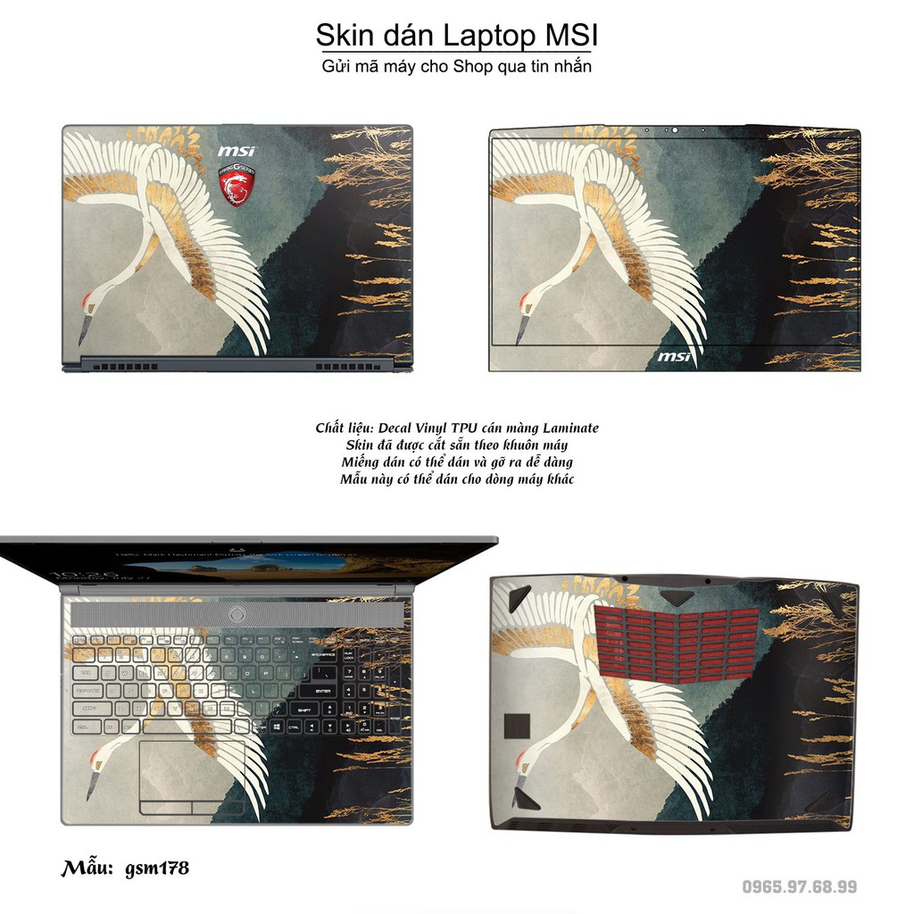 Skin dán Laptop MSI in hình sơn mài (inbox mã máy cho Shop)