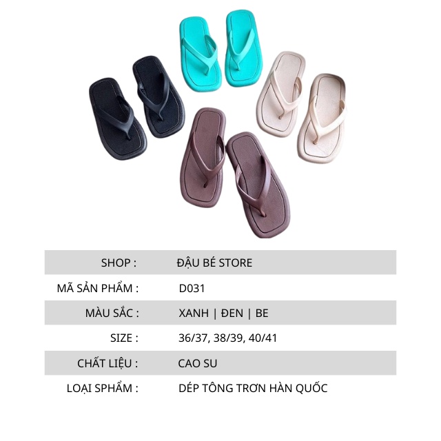 Dép Tông Xỏ Ngón Màu Trơn Ulzzang Trend- Dép Kẹp Đế Bằng Mũi Vuông Đi Biển Thời Trang Nữ Chống Trơn Trượt - Daube - D031