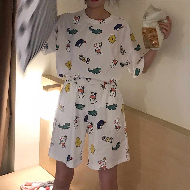 Bộ Áo Thun Ngắn Tay + Quần Ống Rộng Phong Cách Hàn Quốc Dành Cho Nữ | BigBuy360 - bigbuy360.vn
