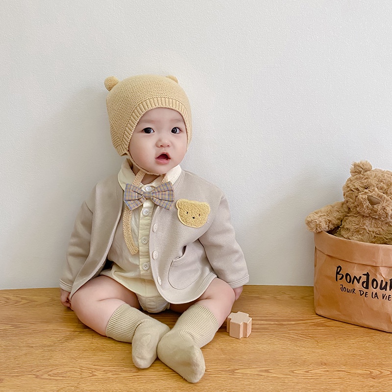 Áo Khoác cardigan Dệt Kim In Hình Đầu Gấu Dễ Thương Thời Trang Xuân Thu Cho Nam Và Nữ