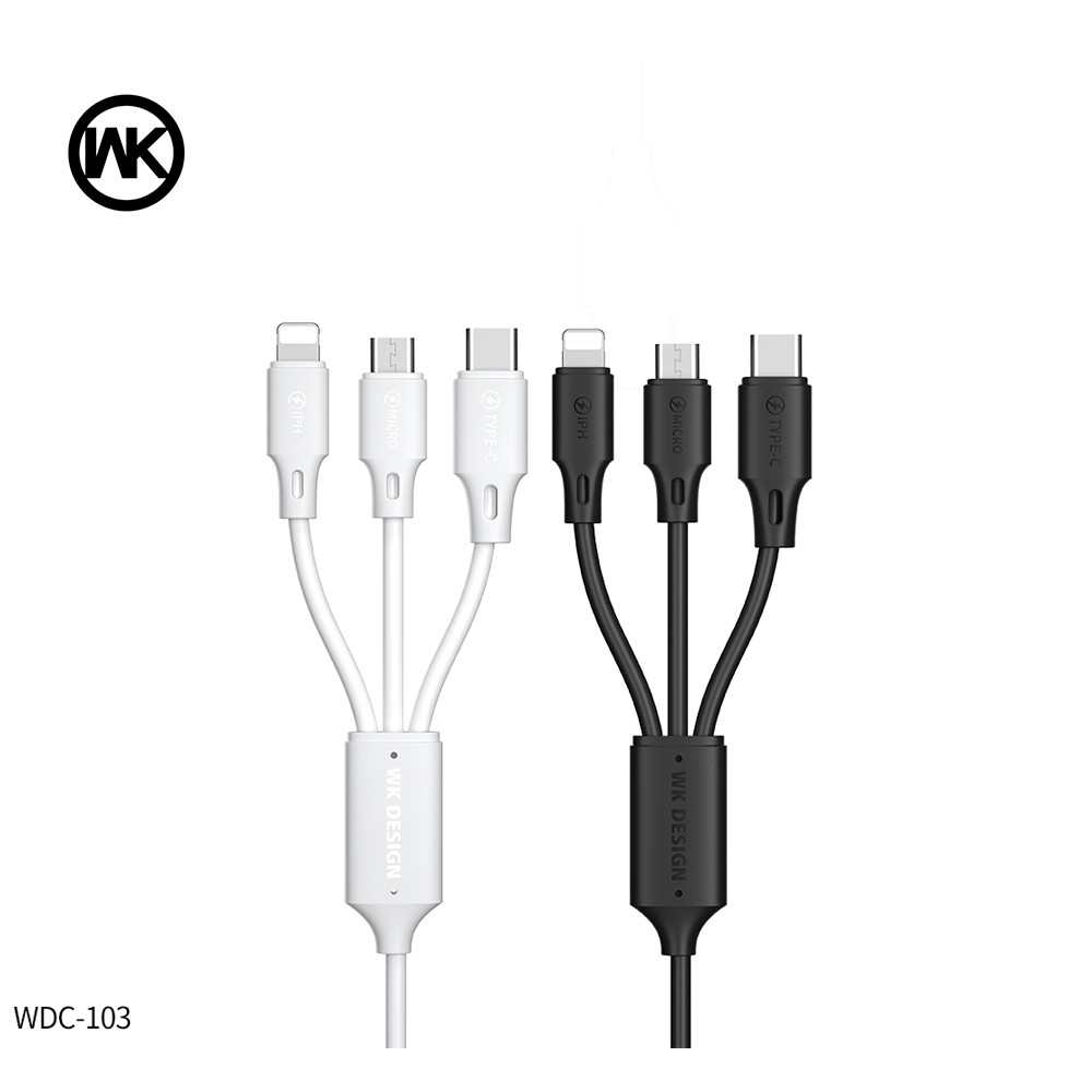 Cáp sạc 3 đầu WK WDC-103 USB micro type C lightning 3 trong 1 iPhone Samsung Huawei ViVo OPPO XIAOMI - Phụ Kiện Việt