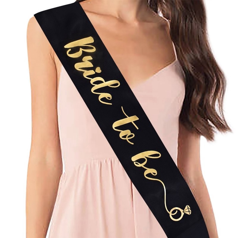 Thắt Lưng Satin In Chữ Bride to Be Sash Với Nhẫn Kim Cương Cho Tiệc Cưới