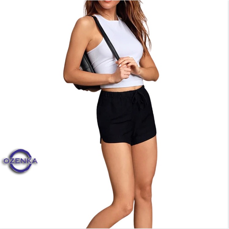 Áo croptop khoét nách nữ OZENKA , áo ba lỗ crt ôm body nữ thun gân 100% cotton đen trắng rẻ đẹp free size dưới 50 cân