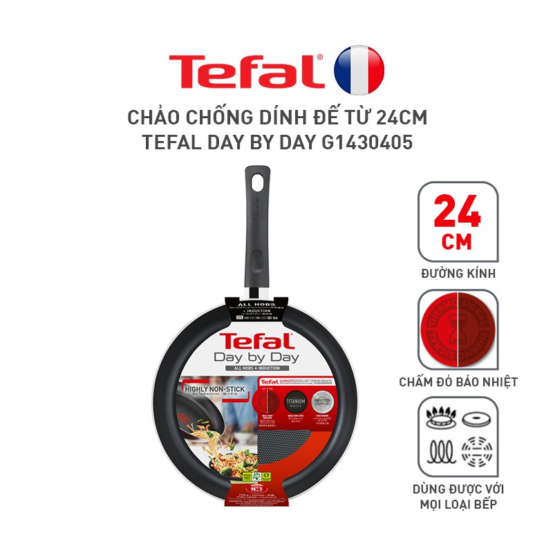 [Mã LIFETF12 giảm 10% tối đa 100K đơn 250K] Combo Tefal Day By Day Chảo chiên 24cm & Chảo xào