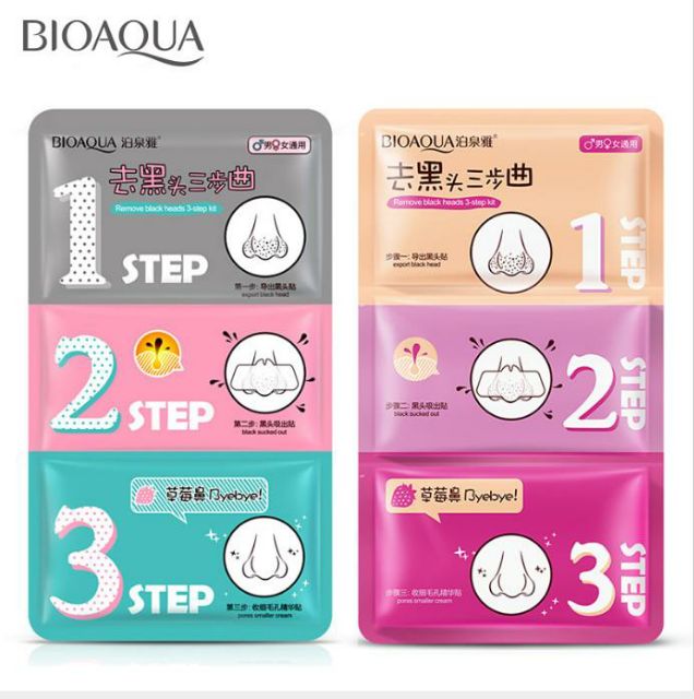 Mặt Nạ Lột Mụn Mũi Remove Black Heads 3 Step Kit của Bioaqua