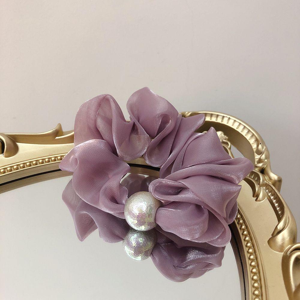 NICKOLAS Băng Đô Cài Tóc Co Giãn Màu Trơn Đính Hạt Ngọc Trai Dễ Thương Phong Cách Hàn Quốc