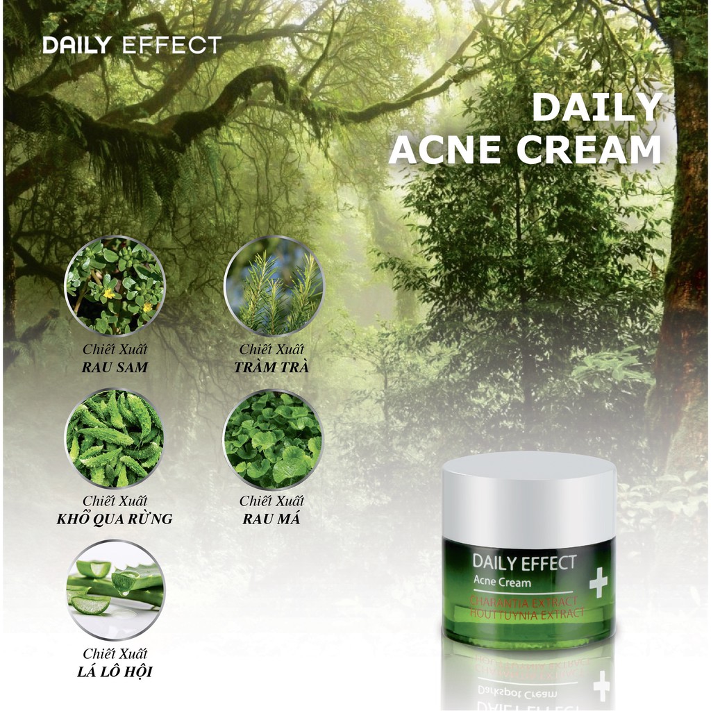 Kem Chấm Mụn DAILY EFFECT Khổ Qua Rừng & Rau Diếp Cá - DAILY ACNE CREAM 10g