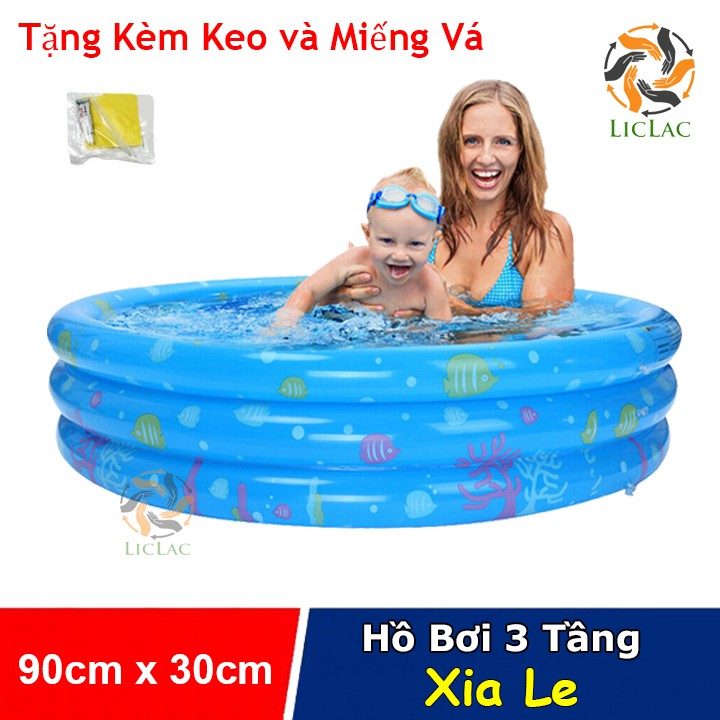 Hồ bơi Xia Le 3 tầng ( 90cm x 30cm ) đáy massage, Bể bơi cá dành cho bé, Đồ chơi hồ bơi - LICLAC