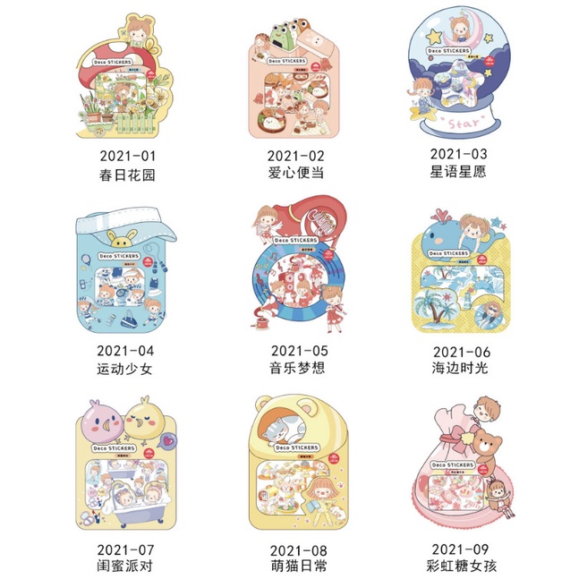 Bộ 40 sticker đáng yêu DECO SK02 - Nhãn dán nhiều mẫu cute trang trí sổ tay
