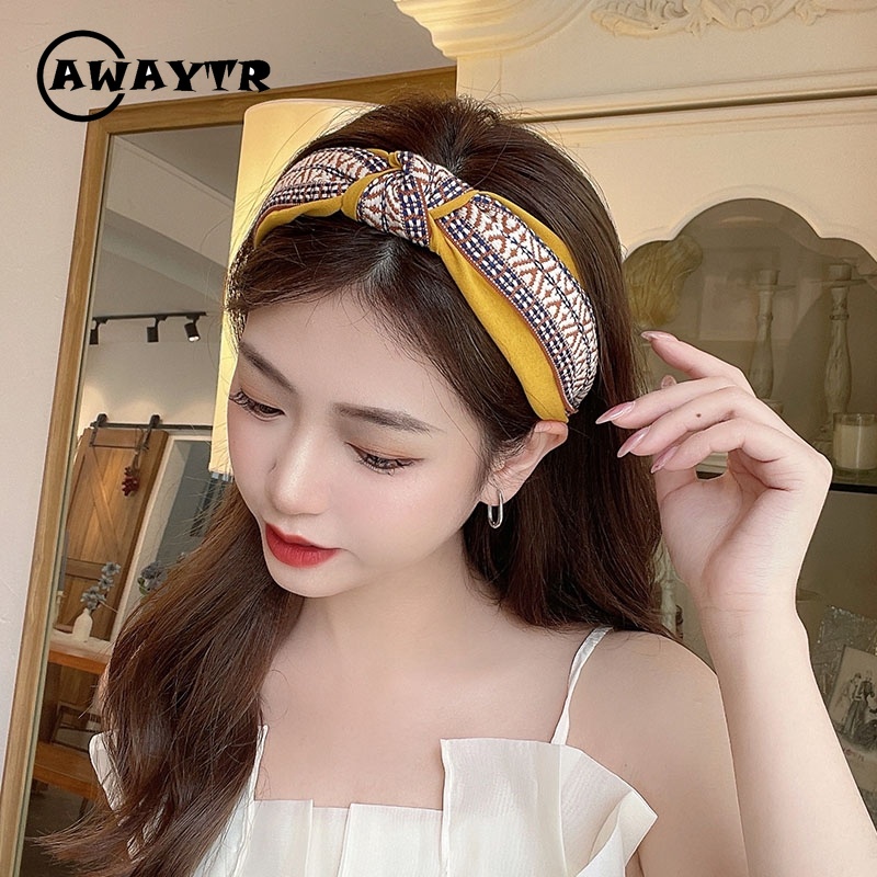Băng Đô Cài Tóc Bản Rộng Thắt Nút Kiểu Retro Hàn Quốc Thiết Kế Đơn Giản Cho Nữ