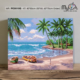 Tranh sơn dầu số hóa tự tô màu - Mã PC0010G Tranh phong cảnh thiên nhiên bờ biển bãi cát Paint by numbers