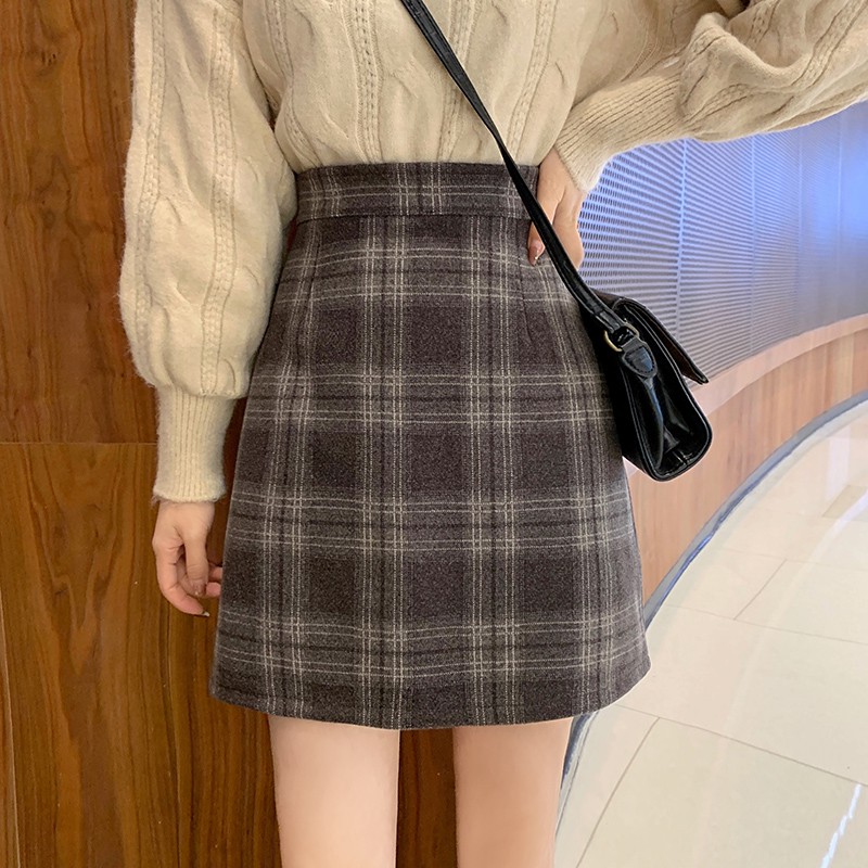 Chân Váy Chữ A Lưng Cao Họa Tiết Sọc Caro Phong Cách Chic | BigBuy360 - bigbuy360.vn