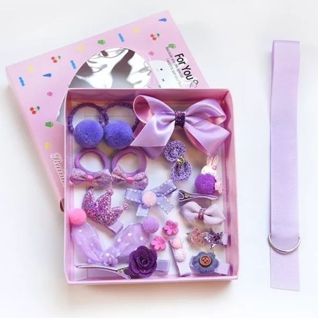 Hộp kẹp tóc + buộc tóc 18 chi tiết cao cấp cho bé/nhiều mẫu