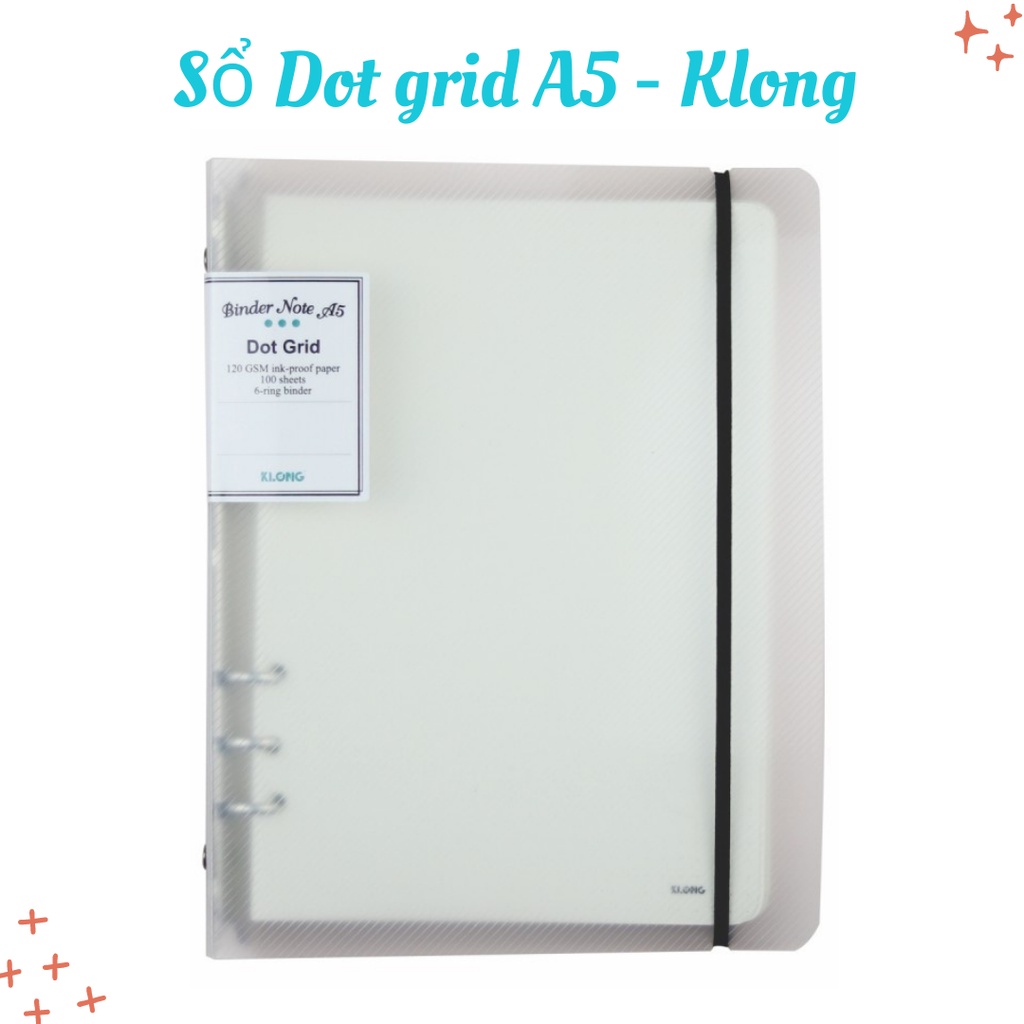 Sổ KLONG Dot Grid bìa nhựa kẹp còng A5 - 100 tờ - MS995