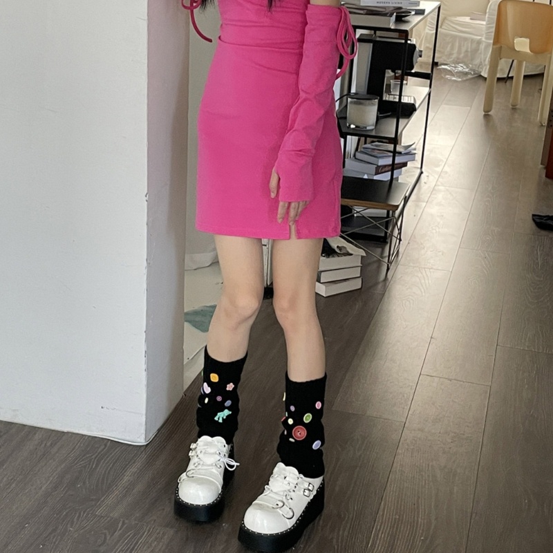 Xiangbao Jk Vớ Dệt Kim Giữ Ấm Chân Dáng Rộng Cài Nút Phong Cách Lolita Jk Dành Cho Nữ Jk