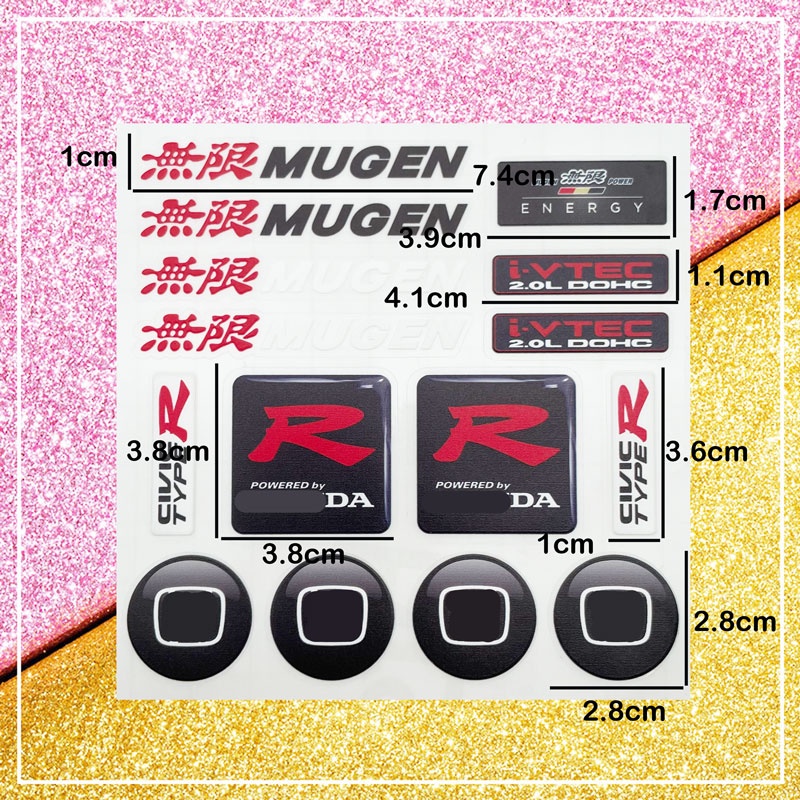 Sticker Dán Trang Trí Cửa Sổ Xe Hơi Honda Mugen XR-V CR-V UR-V CR-Z Fit Pilot Typer VTEC CIVIC City